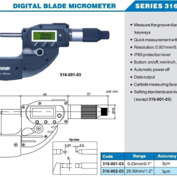 Accud Dijital Bıçak Ağızlı Mikrometre 0-100mm |316-001-01