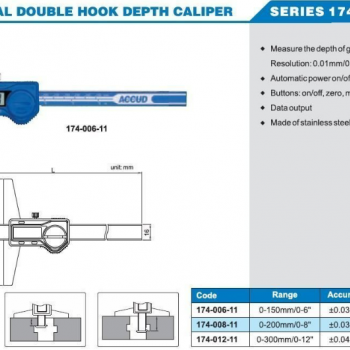 Accud Dijital Çift Kancalı Derinlik Kumpası 150mm | 174-006-11