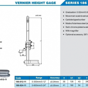 ACCUD Mekanik Yükseklik Mihengiri 300mm | 186-012-11