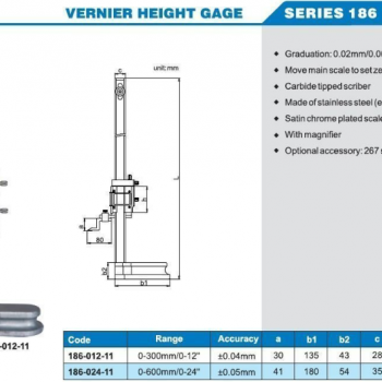 ACCUD Mekanik Yükseklik Mihengiri 600mm | 186-024-11