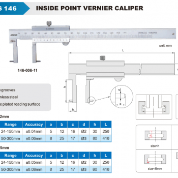 Accud Mekanik İç Çap Kanal Kumpası 24-150 mm/146-006-11