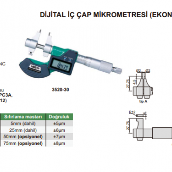  Insize 3520 Dijital İç Çap Mikrometresi (Ekonomik Model) I 3520-50