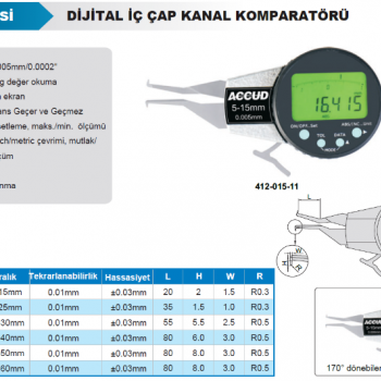 Accud Dijital İç Çap Kanal Komparatörü 10-30mm / 412-030-11