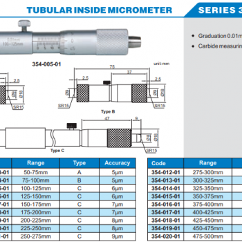 ACCUD İç Çap Mikrometresi 50-500mm | 354-003-01